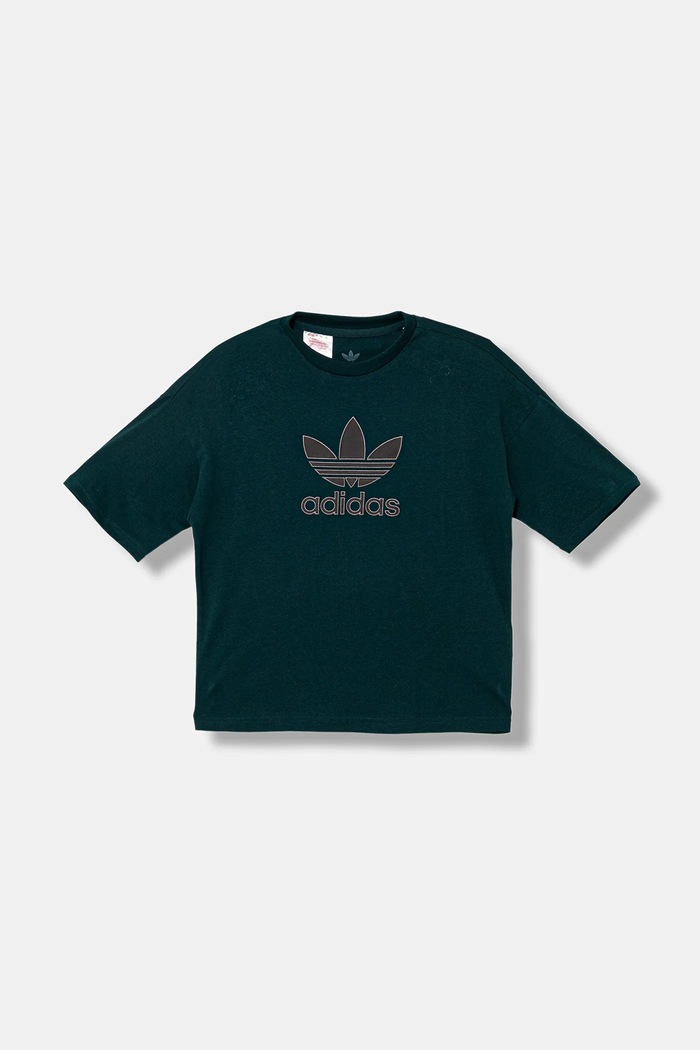 adidas Originals Παιδικό βαμβακερό μπλουζάκι adidas Originals JV8561 πράσινο AW25