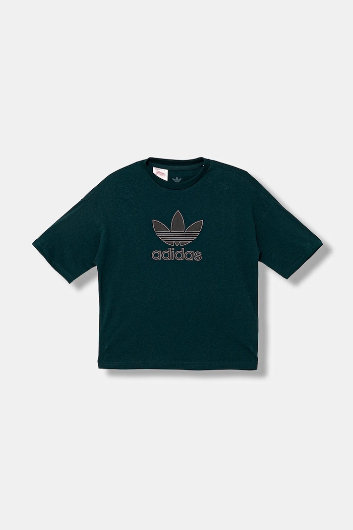 adidas Originals Παιδικό βαμβακερό μπλουζάκι adidas Originals JV8561 πράσινο AW25