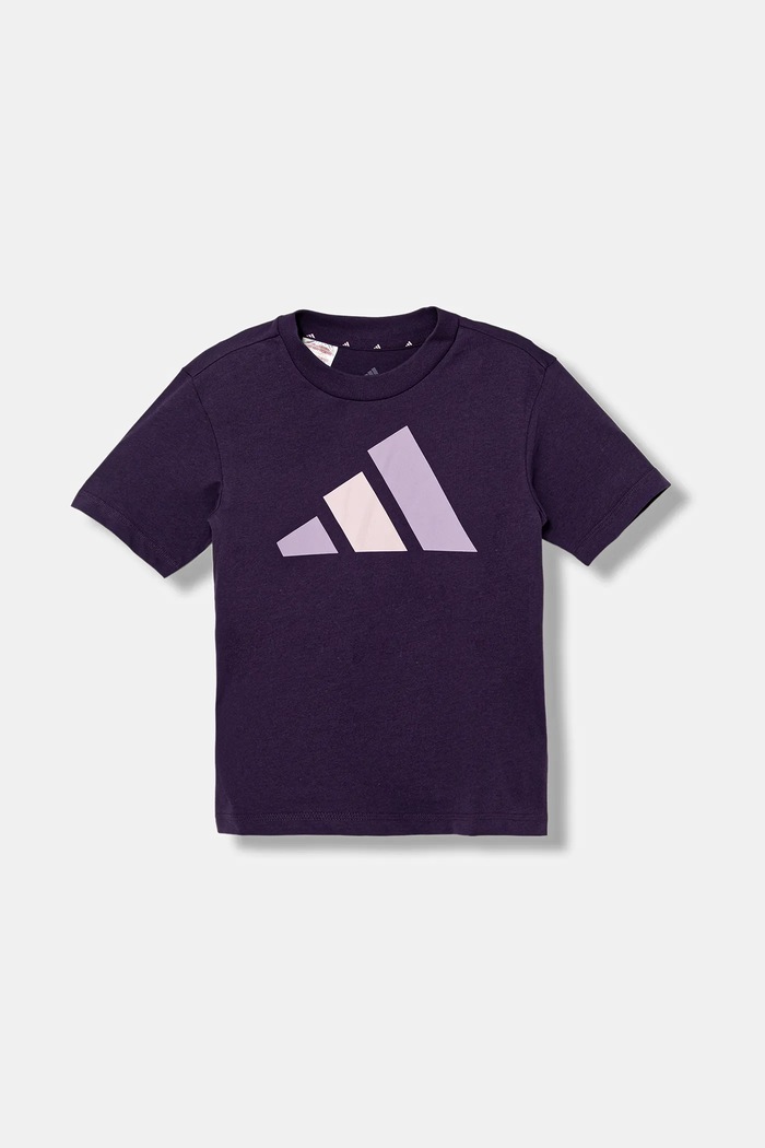 Παιδικό βαμβακερό μπλουζάκι adidas JY0300 μωβ AW25