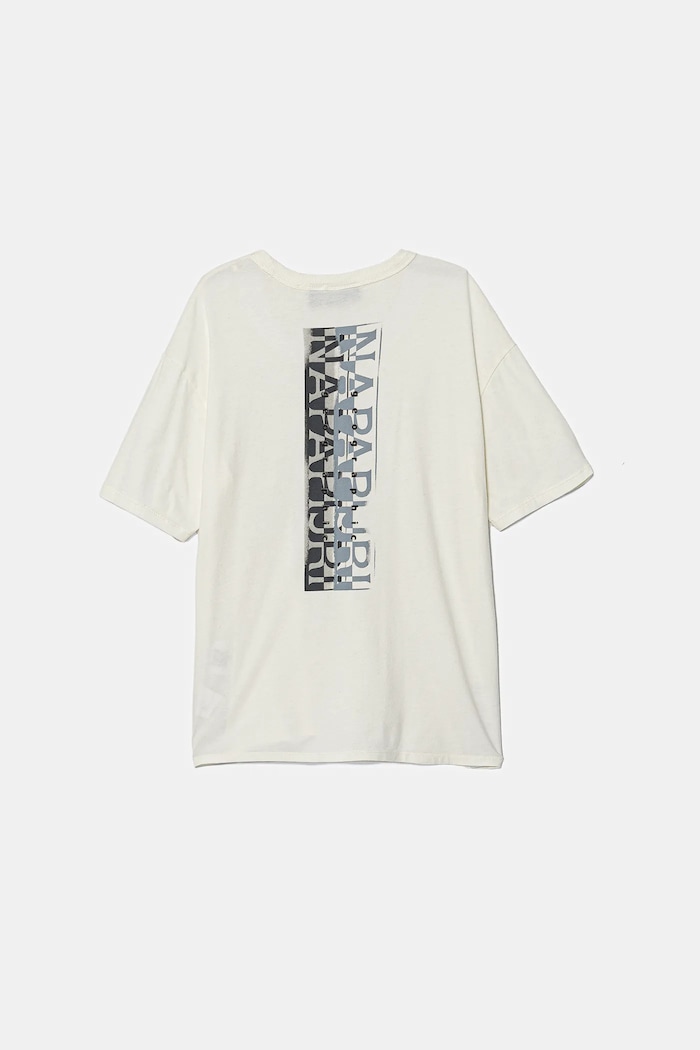 Napapijri T-shirt bawełniany dziecięcy S-AHR NP0A88ZO2061.134.172 beżowy AW25