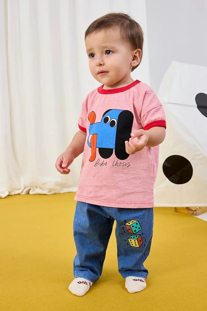 Bobo Choses t-shirt bawełniany dziecięcy Doggy Mate nadruk różowy 225AB031