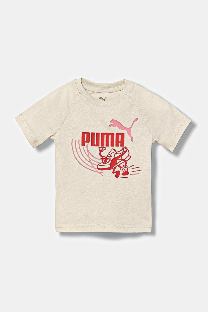 Puma Tricou de bumbac pentru copii LITTLE RUNNERS Tee PS bej 688475.