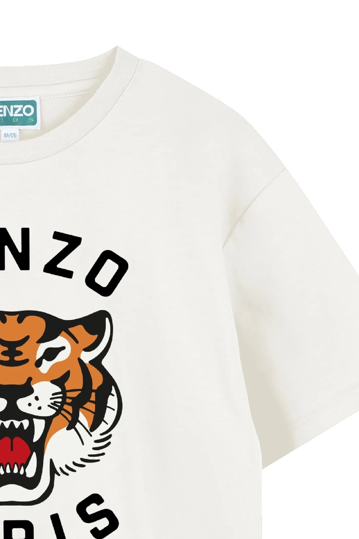 Deklice Otroška bombažna kratka majica Kenzo Kids K61505.114.150 bela