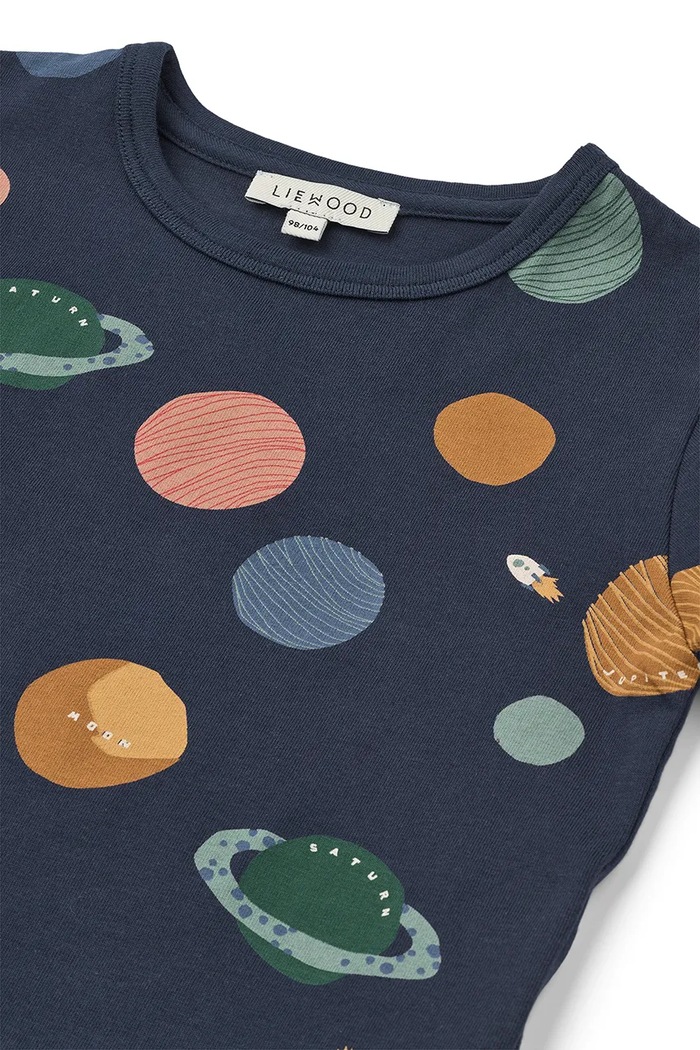 Liewood t-shirt bawełniany dziecięcy Apia Printed Shortsleeve T-shirt granatowy LW20355.9BYA