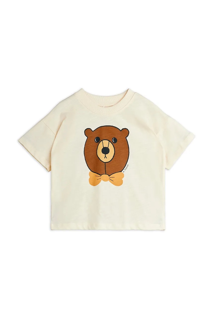 Παιδικό βαμβακερό μπλουζάκι Mini Rodini Bear βαμβάκι μπεζ 25720107