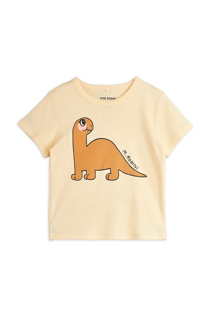 Mini Rodini t-shirt bawełniany dziecięcy Dino 25720132 beżowy AW25