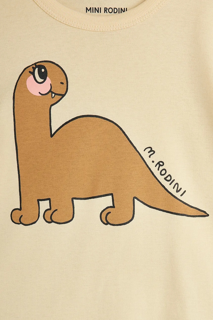Mini Rodini t-shirt bawełniany dziecięcy Dino beżowy 25720132