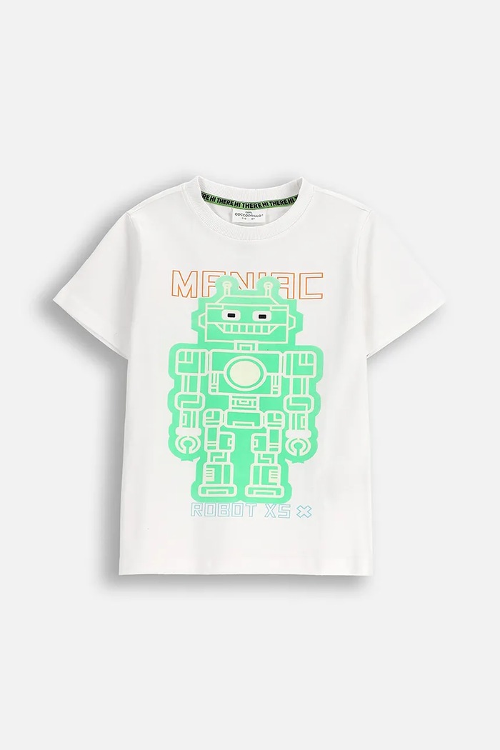 Coccodrillo t-shirt bawełniany dziecięcy nadruk biały ZC5143202XBK