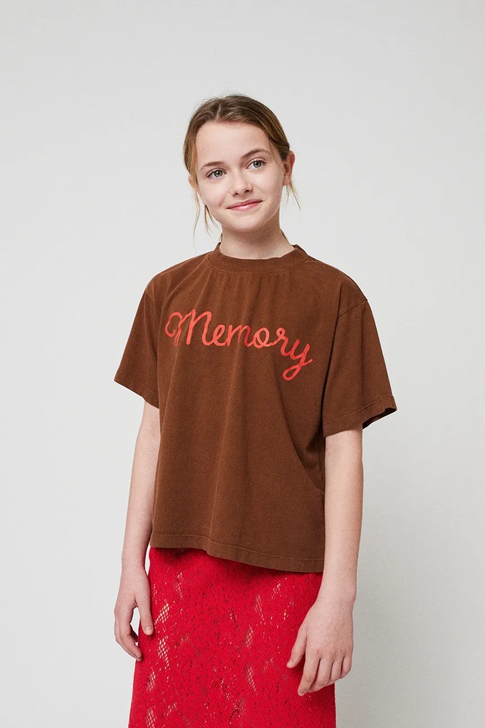 Bobo Choses t-shirt bawełniany dziecięcy Memory brązowy 225BC001