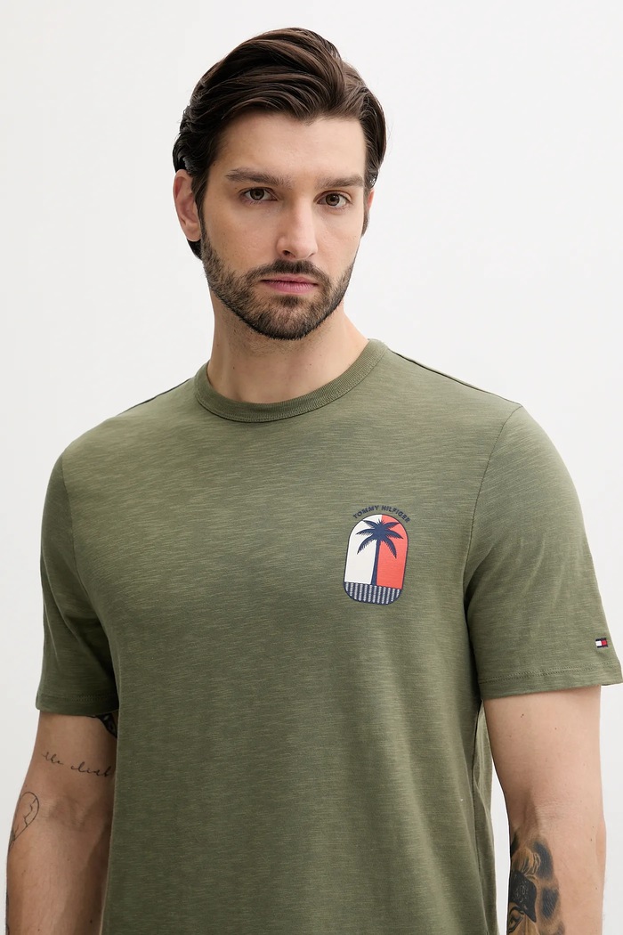 Oblečení Bavlněné tričko Tommy Hilfiger MW0MW39354 zelená