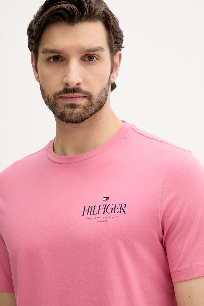 Odzież Tommy Hilfiger t-shirt bawełniany MW0MW39355 różowy