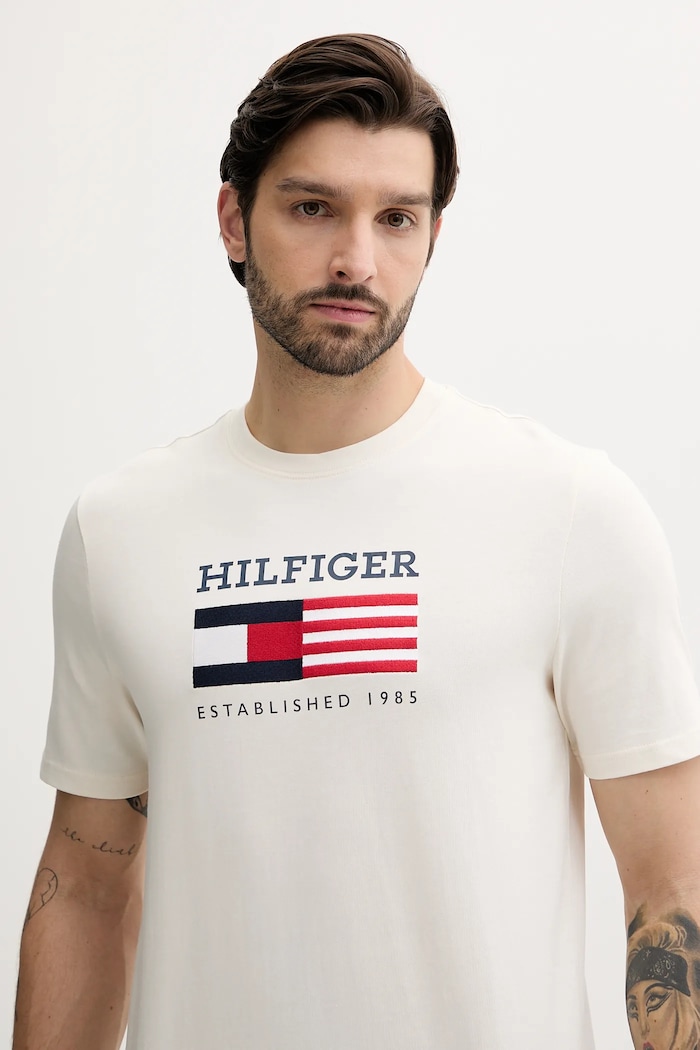 Oblečení Bavlněné tričko Tommy Hilfiger MW0MW39843 béžová