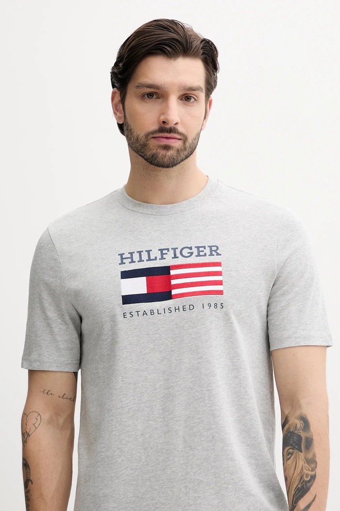 Oblečení Bavlněné tričko Tommy Hilfiger MW0MW39843 šedá