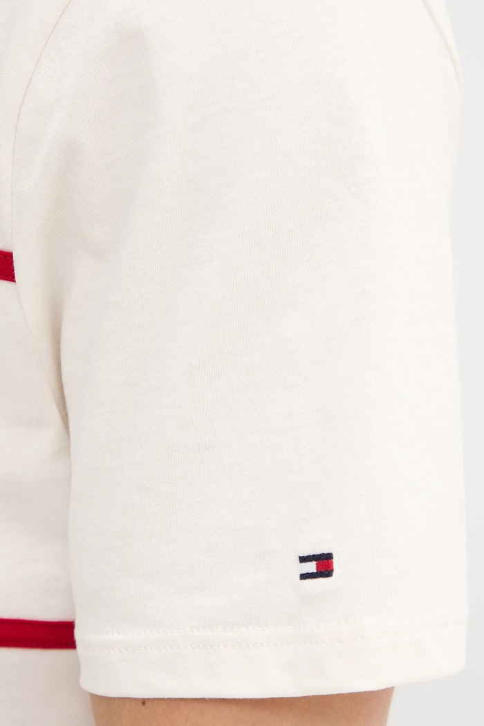 Памучна тениска Tommy Hilfiger бежов MW0MW39845