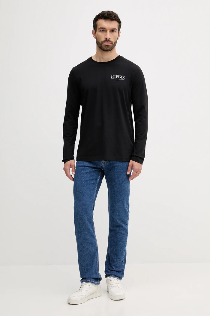 Pamučna majica dugih rukava Tommy Hilfiger MW0MW41293 crna AW25