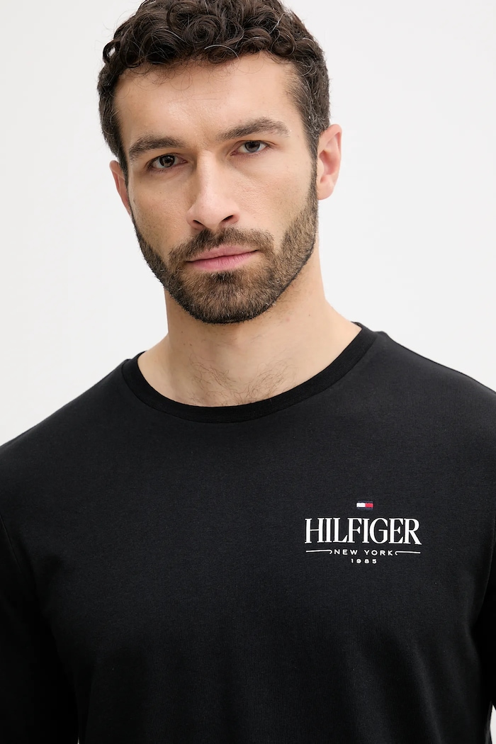 Pamučna majica dugih rukava Tommy Hilfiger crna MW0MW41293