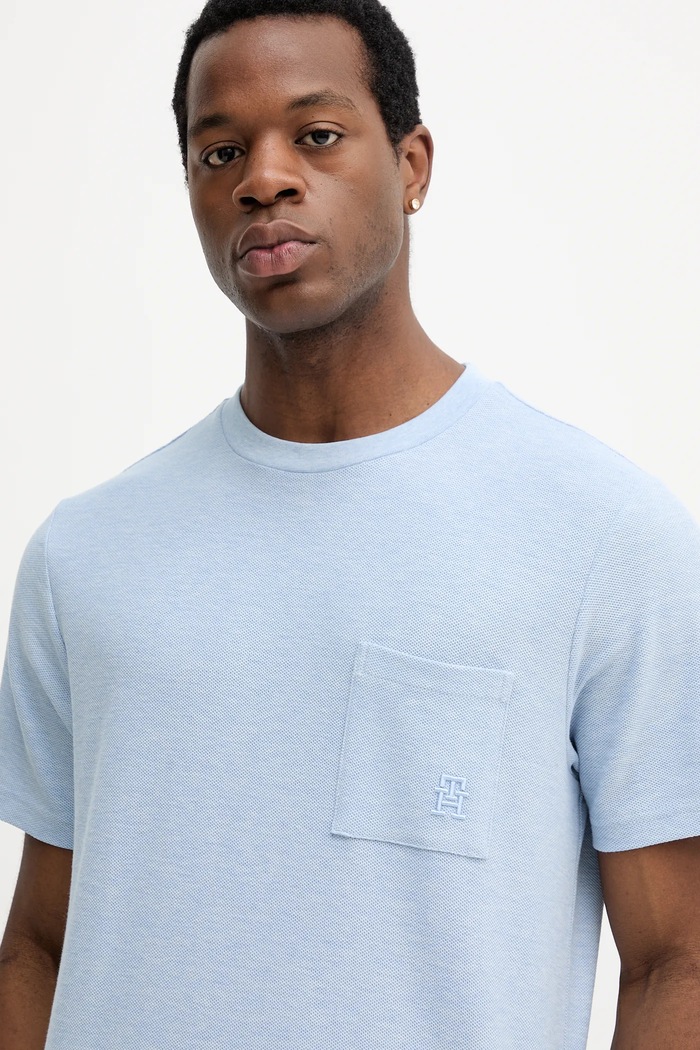 Βαμβακερό μπλουζάκι Tommy Hilfiger μπλε MW0MW39365
