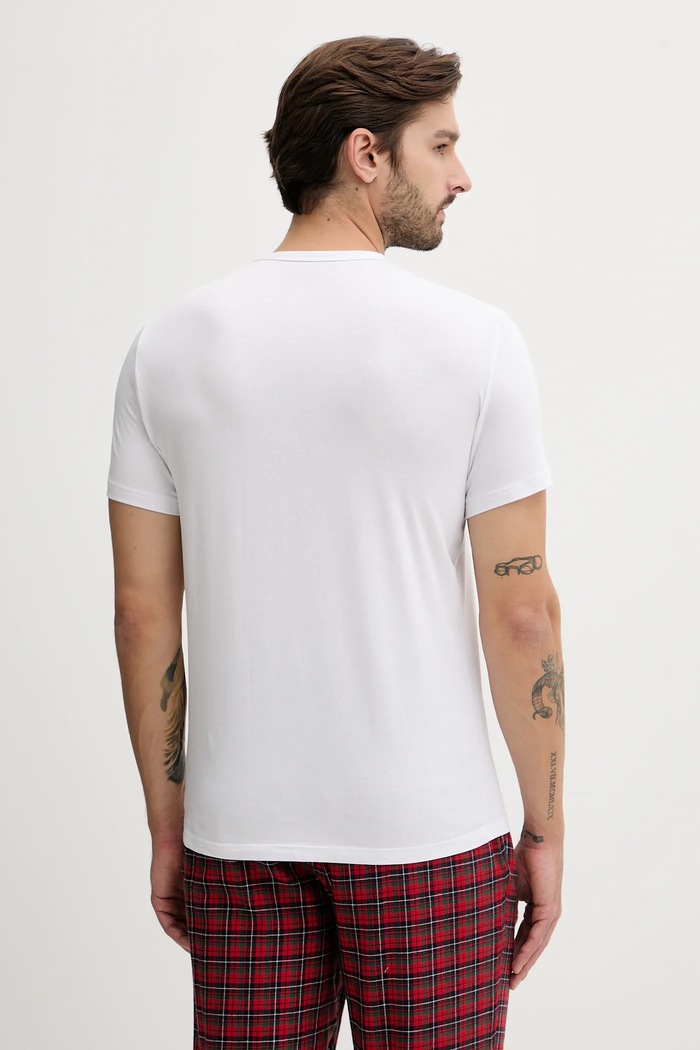 Oblečenie Emporio Armani Underwear basic tričko pánske bavlnené s elastanom 2-pack EM000391.AF14132 biela