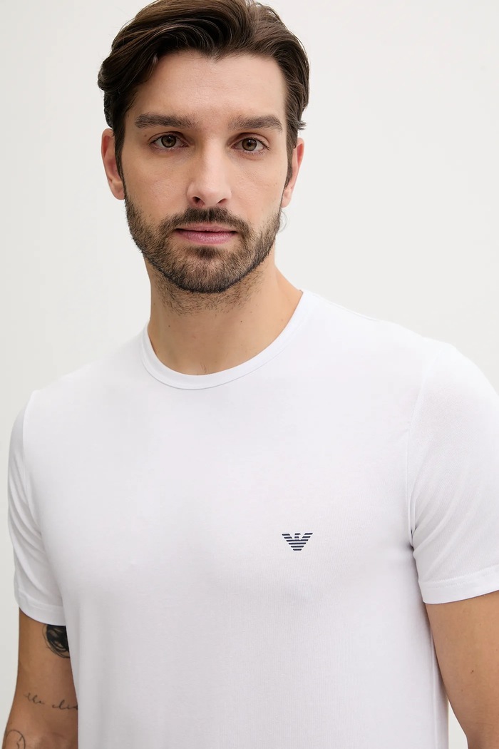 Emporio Armani Underwear basic tričko pánske bavlnené s elastanom 2-pack biela EM000391.AF14132