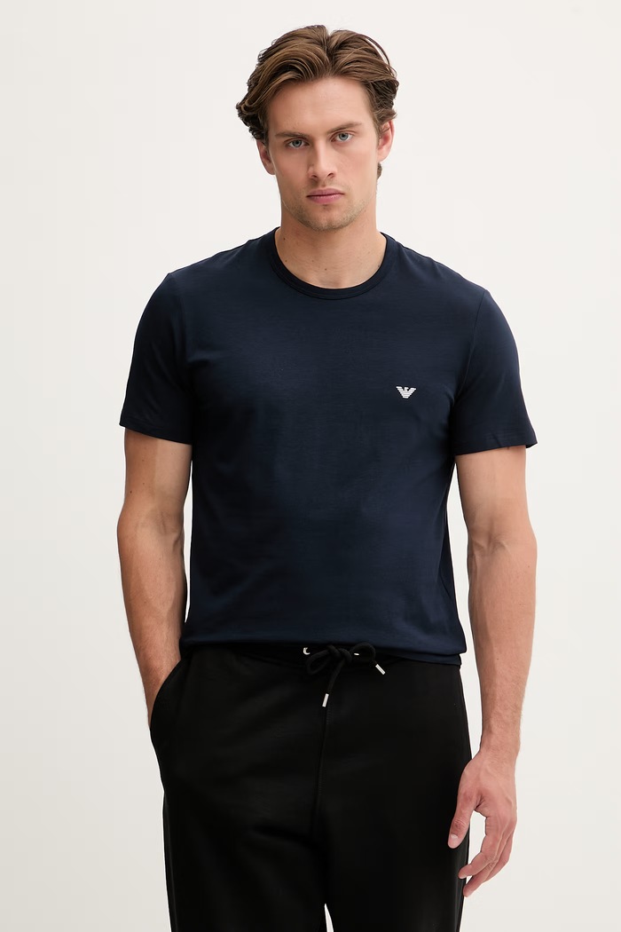 Emporio Armani Underwear T-shirt basic męski bawełniany z elastanem 2-pack EM000391.AF14132 granatowy SS26