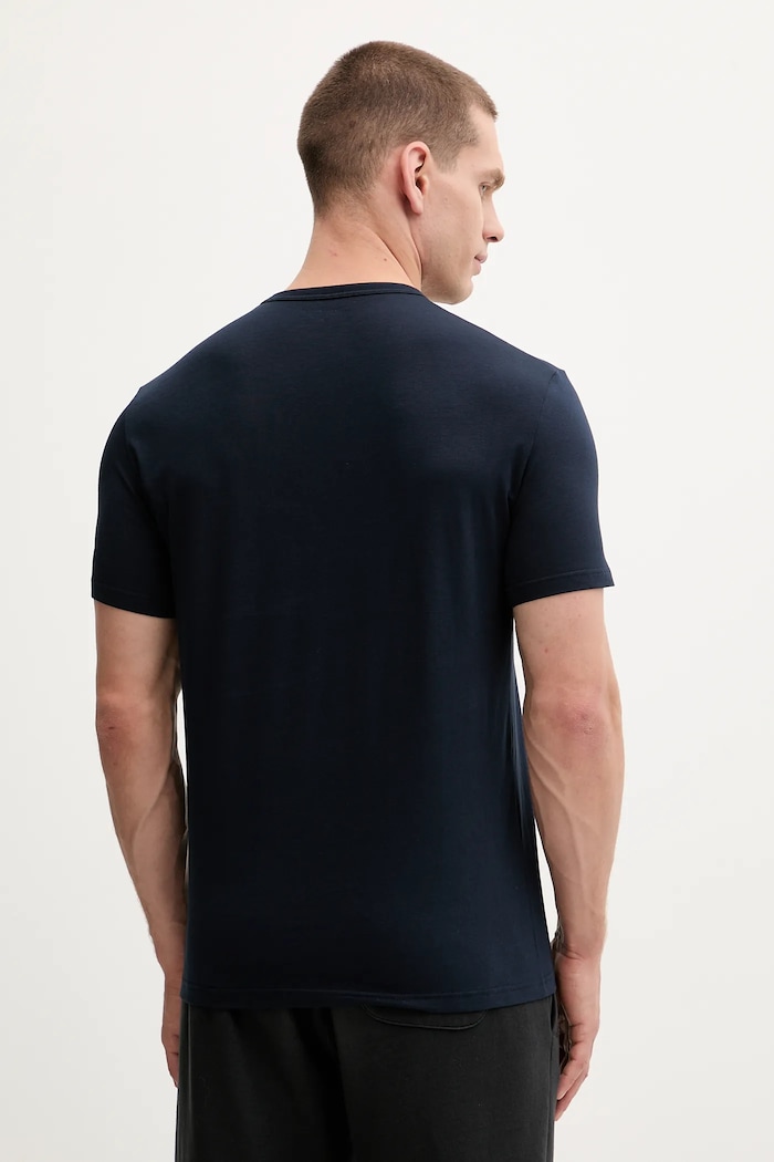 Oblečenie Emporio Armani Underwear basic tričko pánske bavlnené s elastanom 2-pak EM000391.AF14132 tmavomodrá