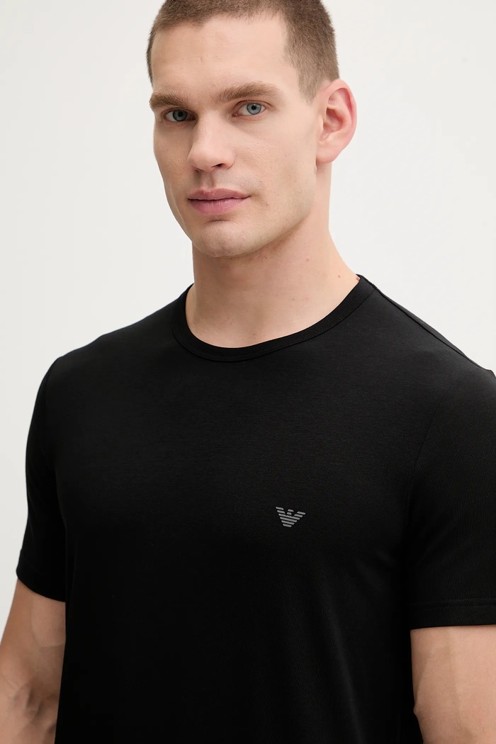 Emporio Armani Underwear basic tričko pánske bavlnené s elastanom 2-pack čierna EM000391.AF14132