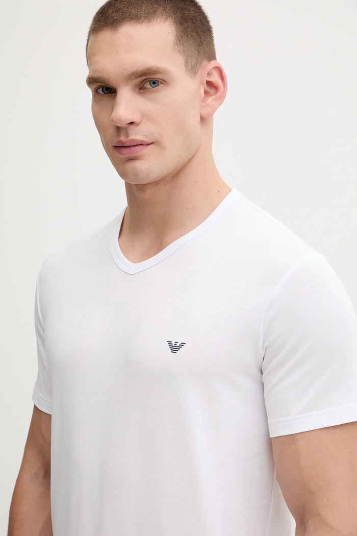Emporio Armani Underwear basic tričko pánske bavlnené s elastanom 2-pack biela EM000392.AF14132