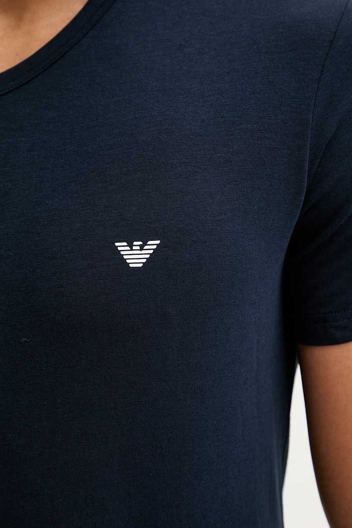 Emporio Armani Underwear basic tričko pánske bavlnené s elastanom 2-pak tmavomodrá EM000392.AF14132