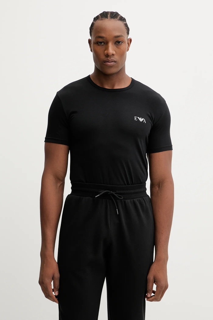 Emporio Armani Underwear t-shirt lounge 2-pack z elastanem czarny EM001849.AF14131