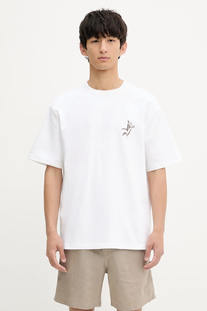 Samsoe Samsoe t-shirt bawełniany SALILIUM nadruk biały U25200008