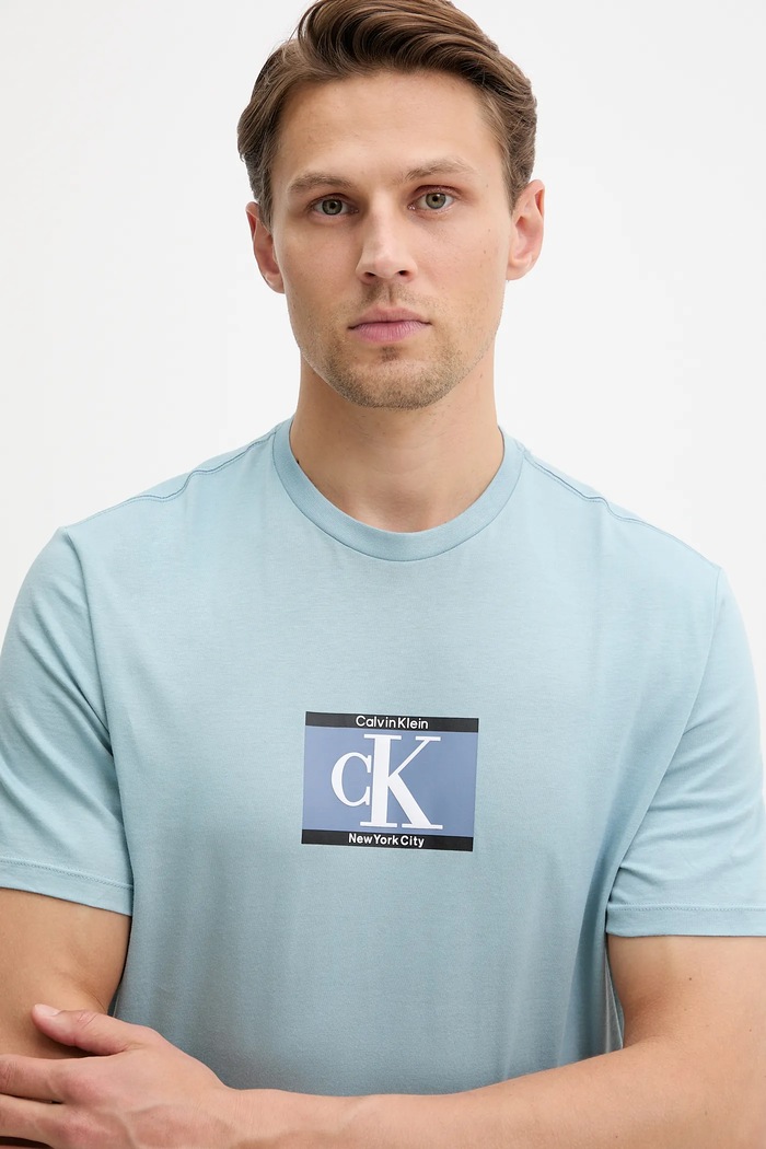 Oblečenie Bavlnené tričko Calvin Klein LV04RC854G modrá