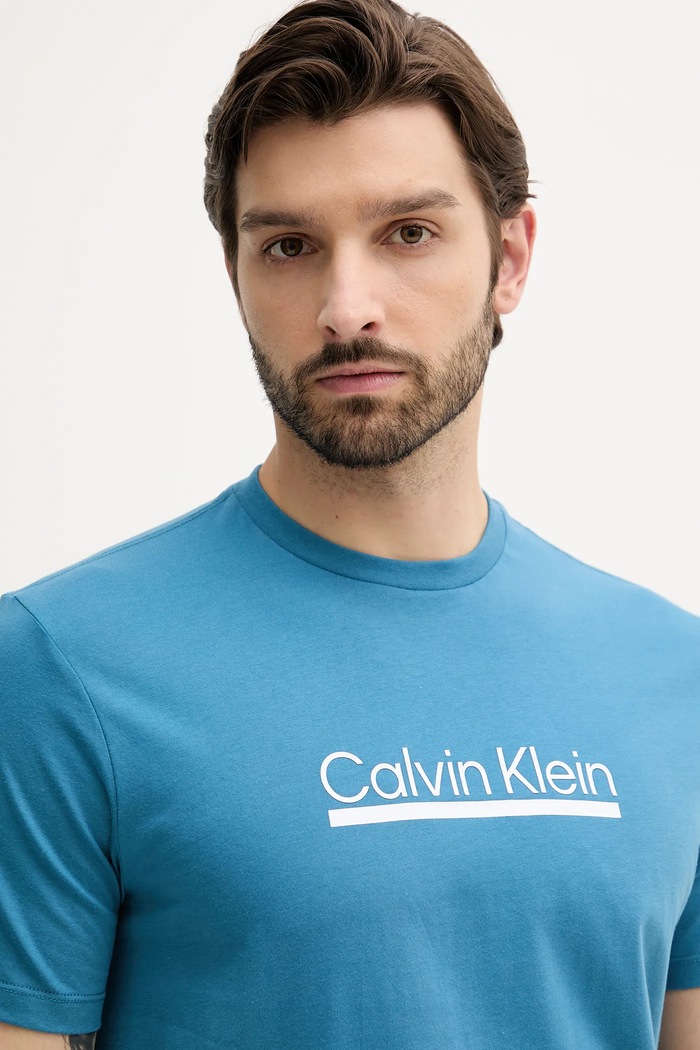 Oblečení Bavlněné tričko Calvin Klein LV04RC852G tyrkysová