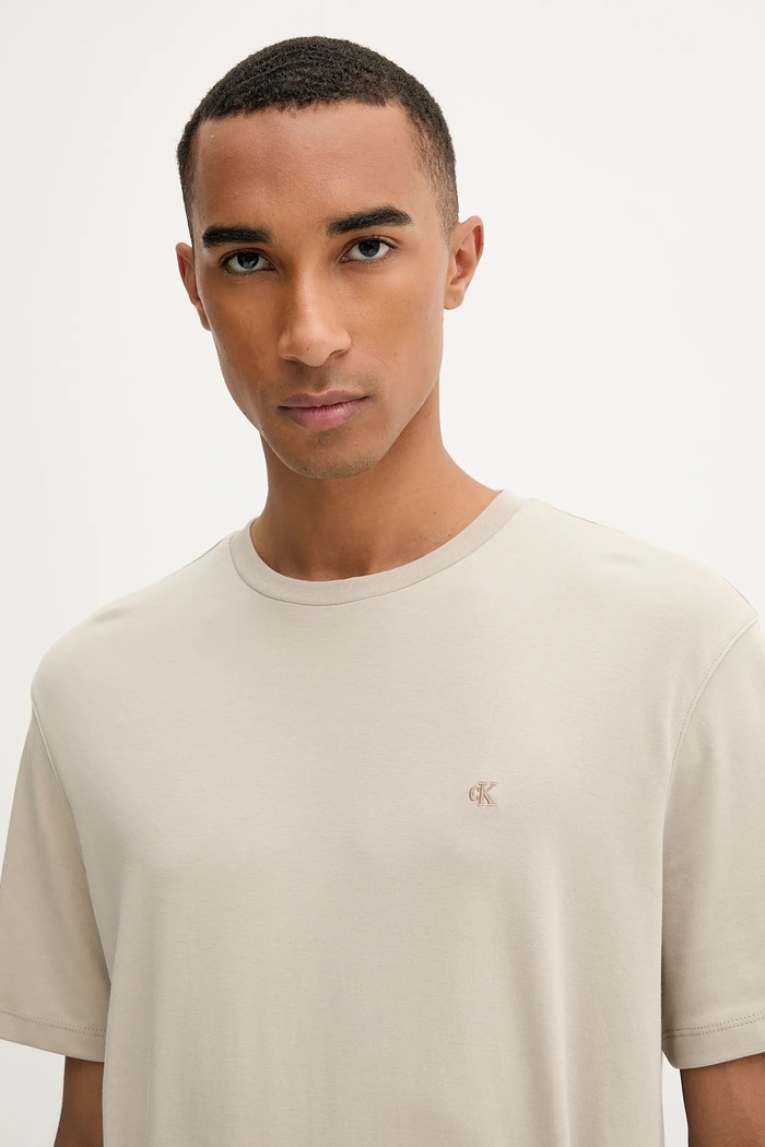 Bavlnené tričko Calvin Klein béžová LV04LB275G