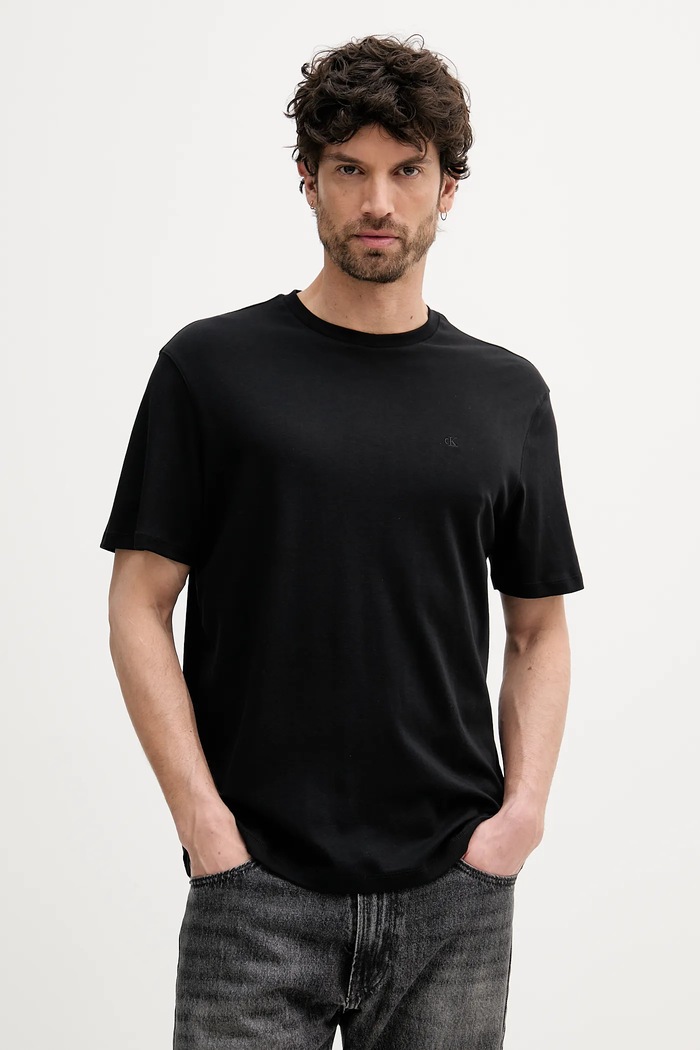 Bombažna kratka majica Calvin Klein črna LV04LB275G