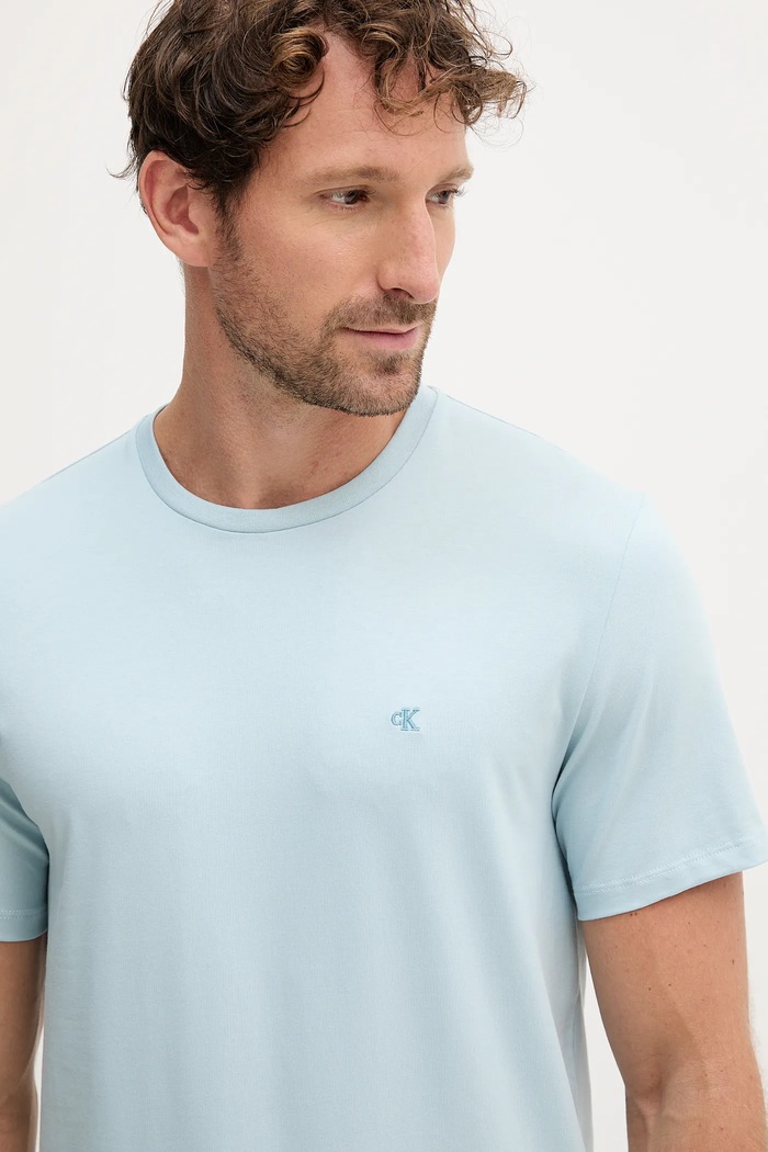 Îmbrăcăminte Calvin Klein tricou pentru bărbați din bumbac cu elastan LV04LC240G albastru