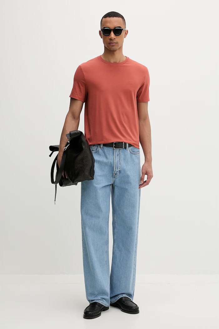 Calvin Klein T-shirt męski bawełniany z elastanem LV04LC240G pomarańczowy SS26