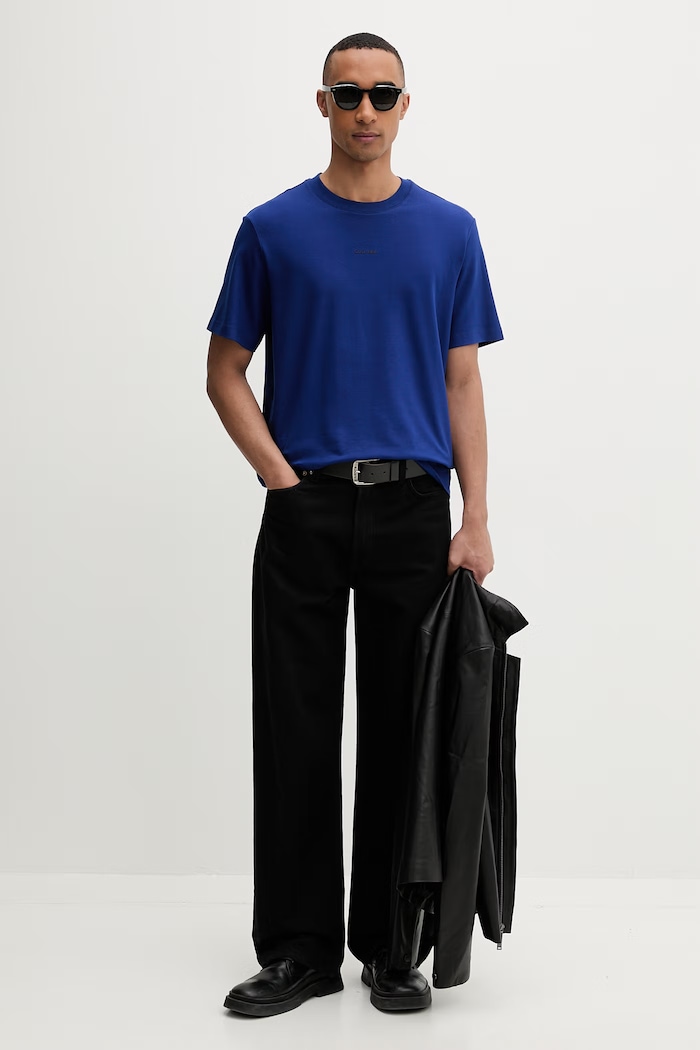 Calvin Klein T-shirt męski bawełniany z elastanem LV04LC241G niebieski SS26
