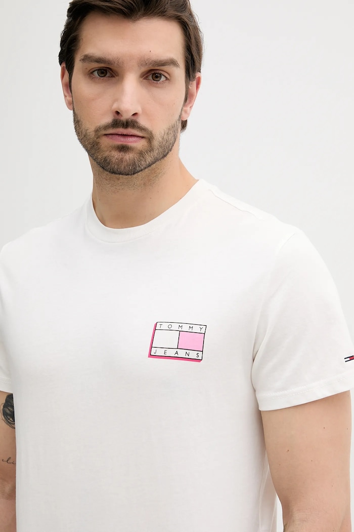 Tommy Jeans tricou din bumbac alb DM0DM21577