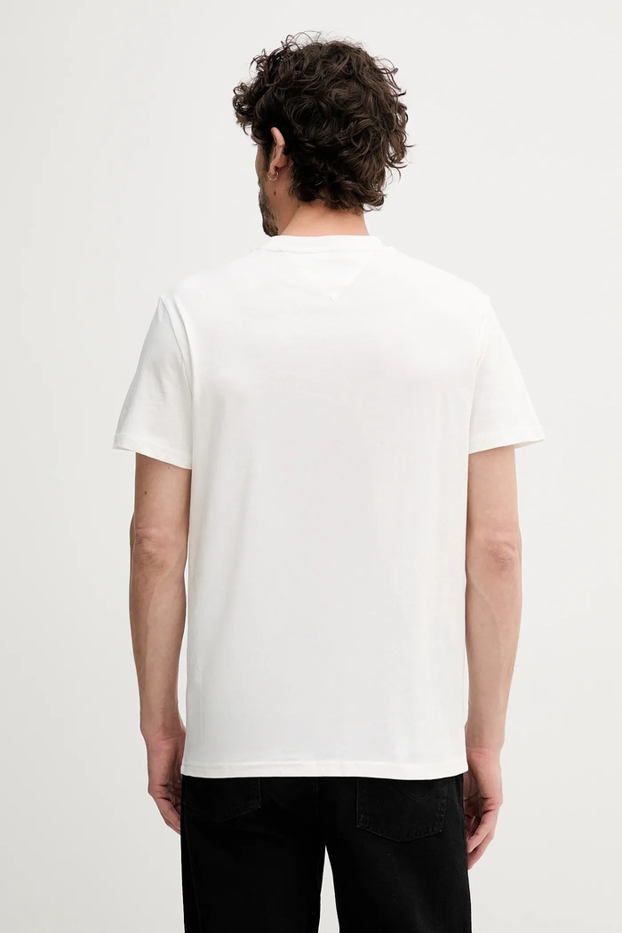 Tommy Jeans T-shirt męski bawełniany DM0DM21780 biały SS26
