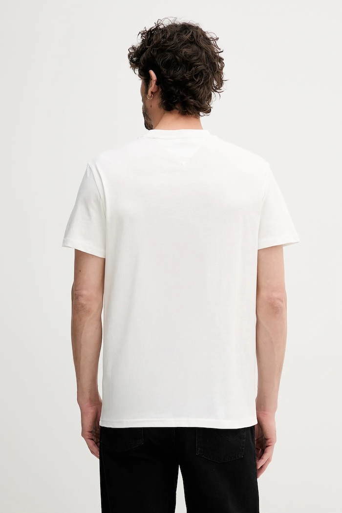 Tommy Jeans T-shirt męski bawełniany DM0DM21780 biały SS26