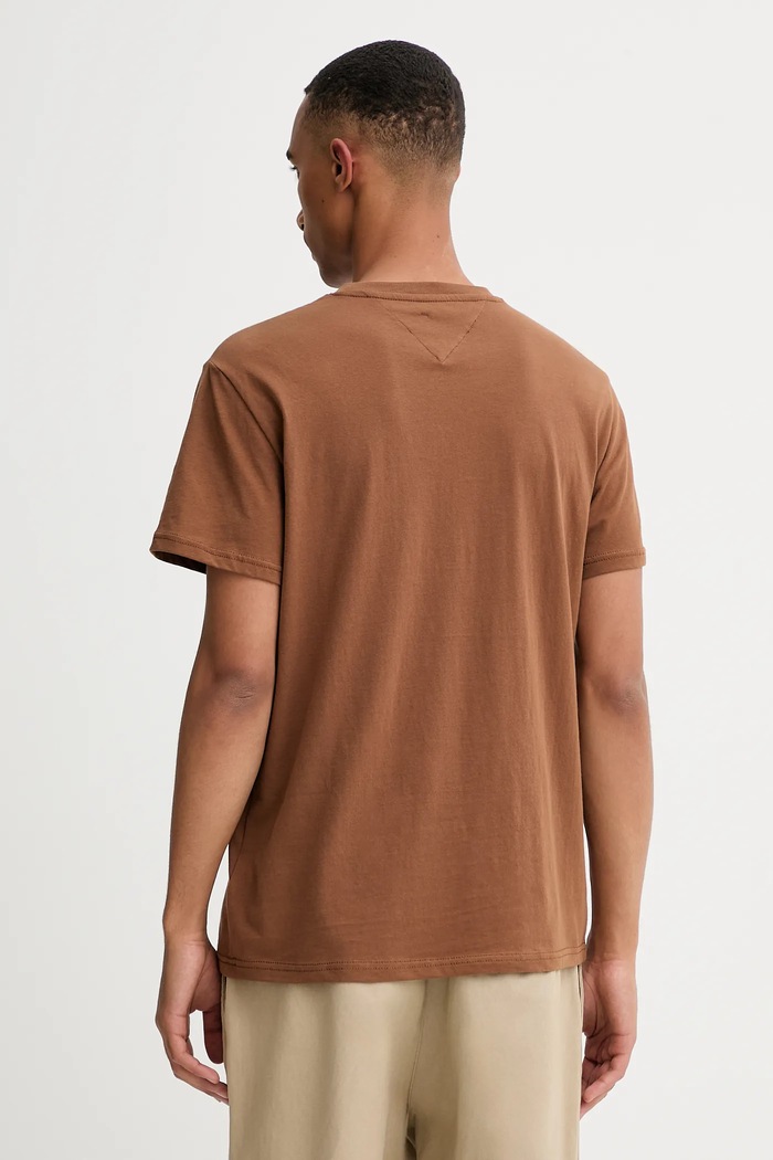 Odzież Tommy Jeans T-shirt męski bawełniany DM0DM21780 brązowy