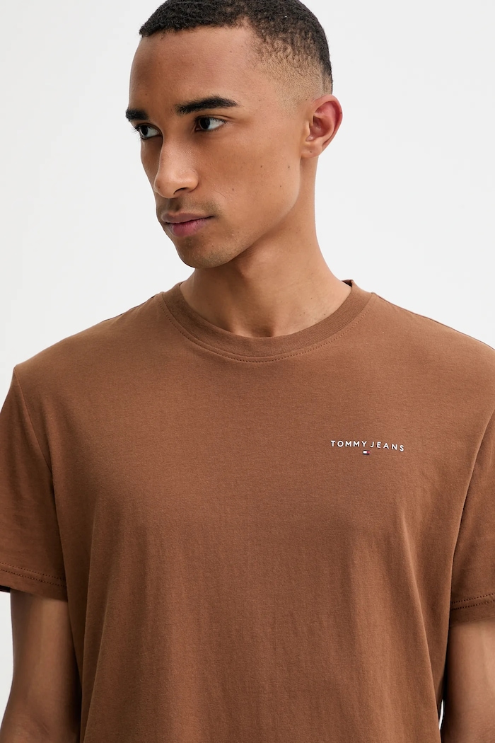 T-shirt męski bawełniany Tommy Jeans DM0DM21780 brązowy