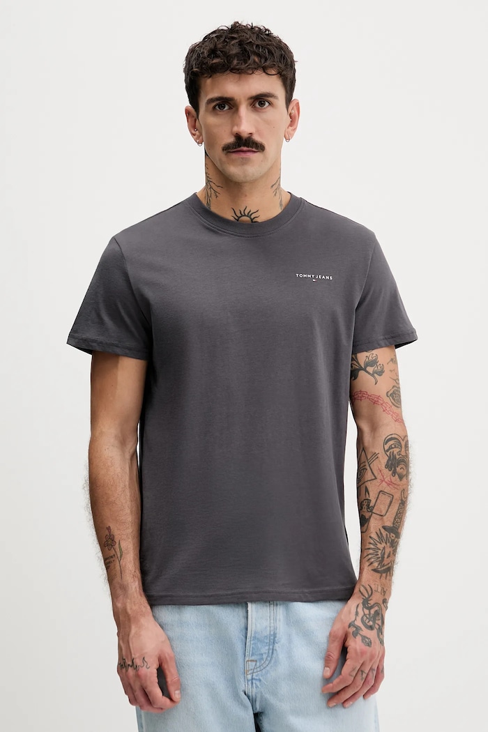 Tommy Jeans tricou pentru bărbați din bumbac gri DM0DM21780
