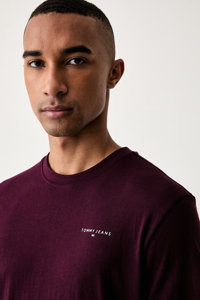 Tommy Jeans tričko pánské bavlněné burgundské DM0DM21780