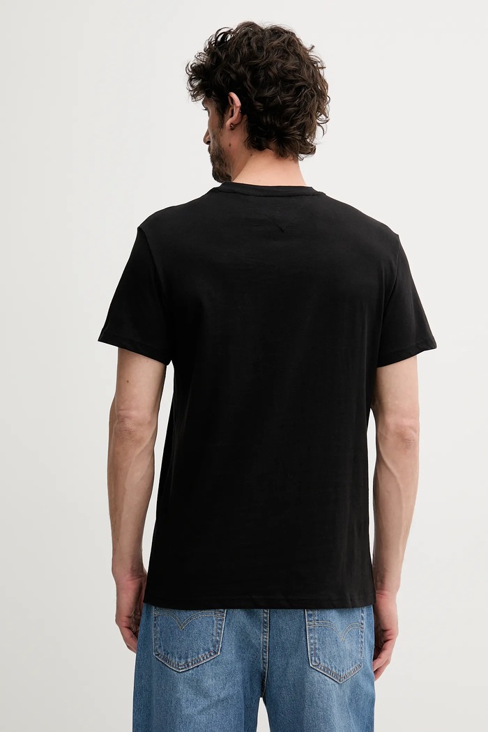 Tommy Jeans T-shirt Ανδρικό βαμβακερό DM0DM21780 μαύρο SS26