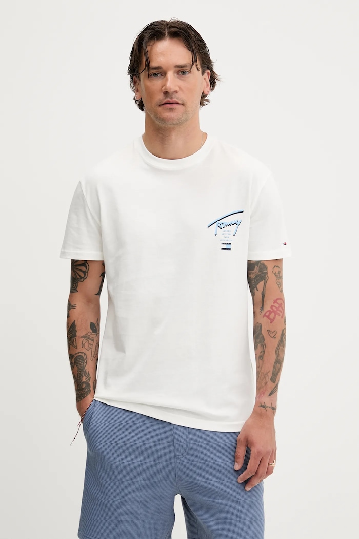 Odzież Tommy Jeans T-shirt bawełniany DM0DM21934 biały