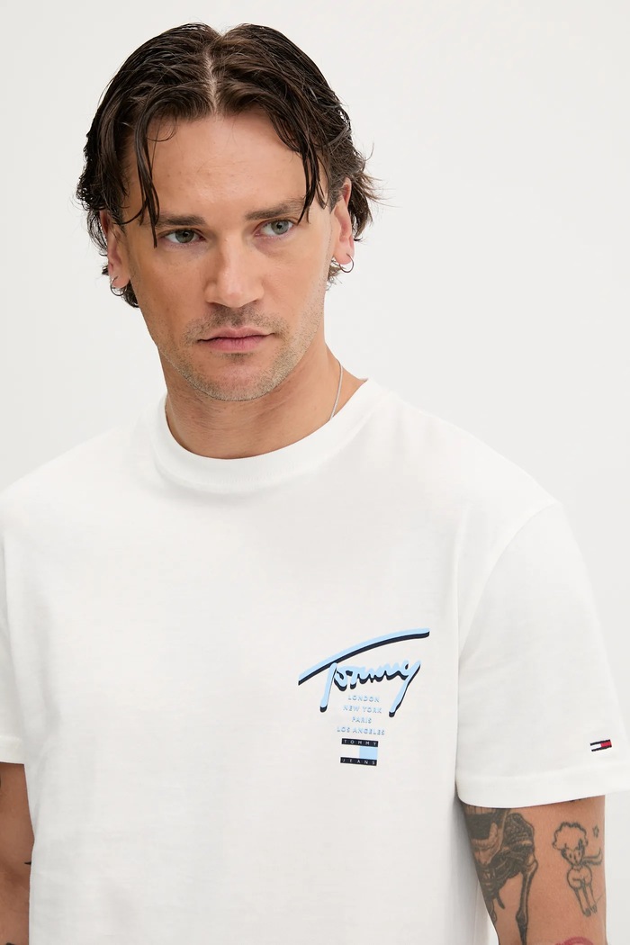T-shirt bawełniany Tommy Jeans DM0DM21934 biały