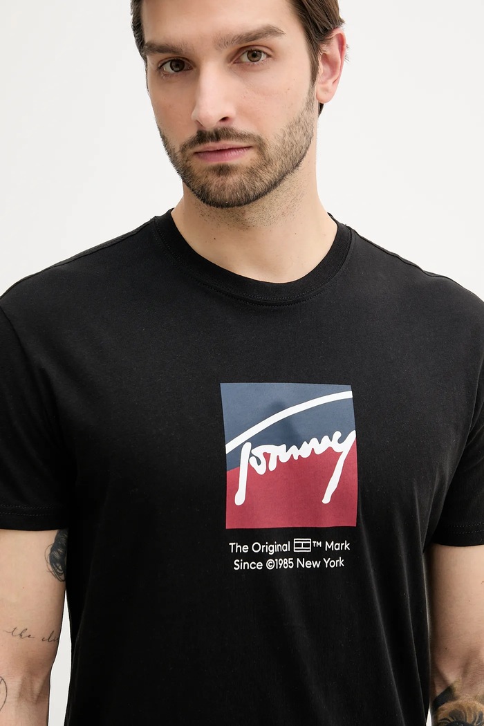 Tommy Jeans pamut póló fekete DM0DM21940