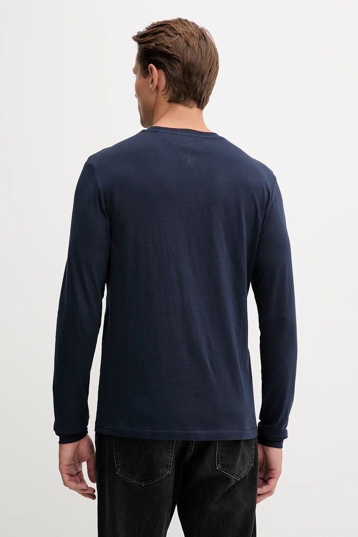 Bavlněné tričko s dlouhým rukávem Tommy Jeans 2-pack námořnická modř DM0DM22148