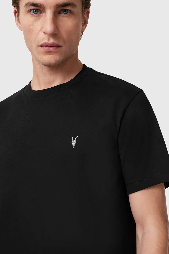Ρούχα Βαμβακερό μπλουζάκι AllSaints DEXTER M005JD μαύρο